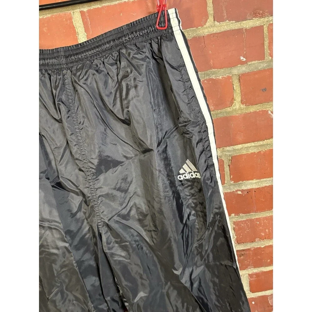 Vintage 90s Adidas 3 Stripe Black Track Pants Athletic Adult Size Large